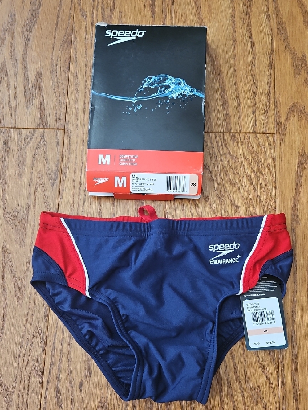 Speedo Endurance+ Men's Launch Splice Brief Navy Size 28 NWT